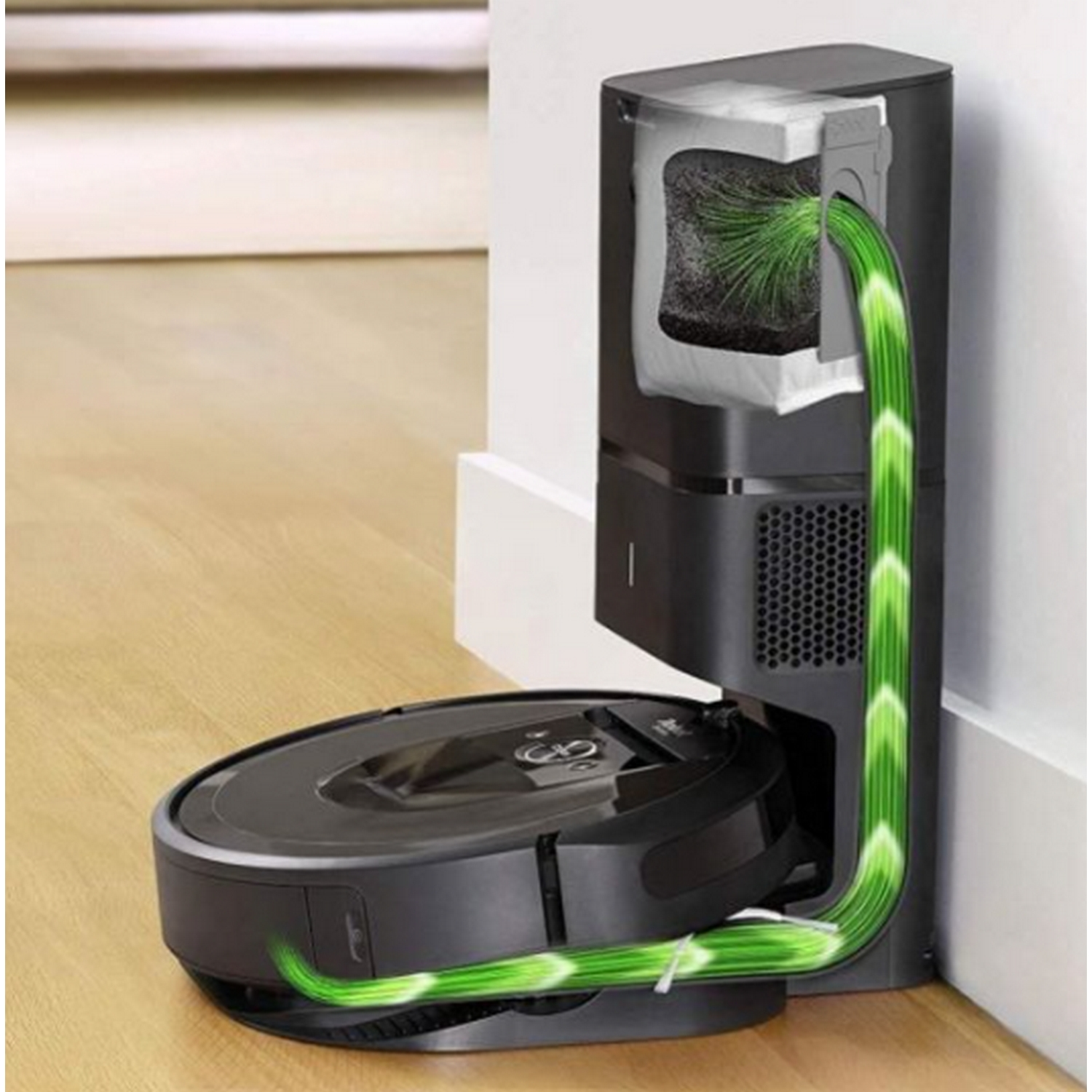 Robot aspirador - iRobot Roomba I7+ i7558, Tecnología Imprint™ Smart Mapping, Negro + Clean Base™
