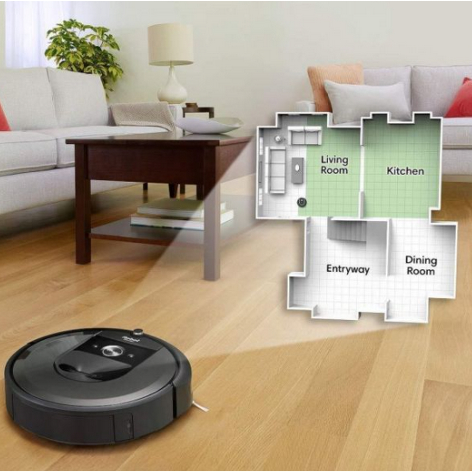 Robot aspirador - iRobot Roomba I7+ i7558, Tecnología Imprint™ Smart Mapping, Negro + Clean Base™