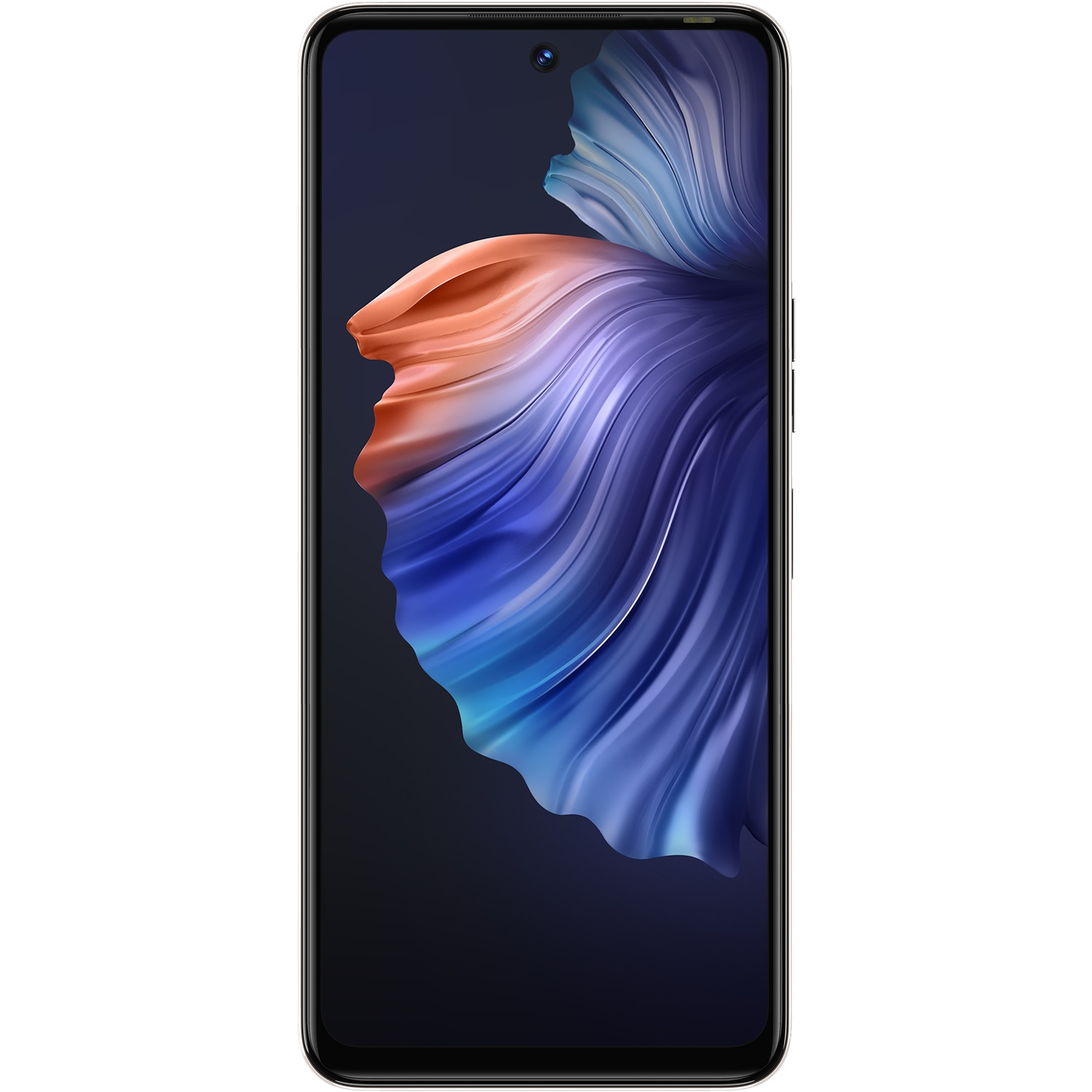 Renkli, soyut bir çiçek tasarımının sergilendiği bir akıllı telefon.