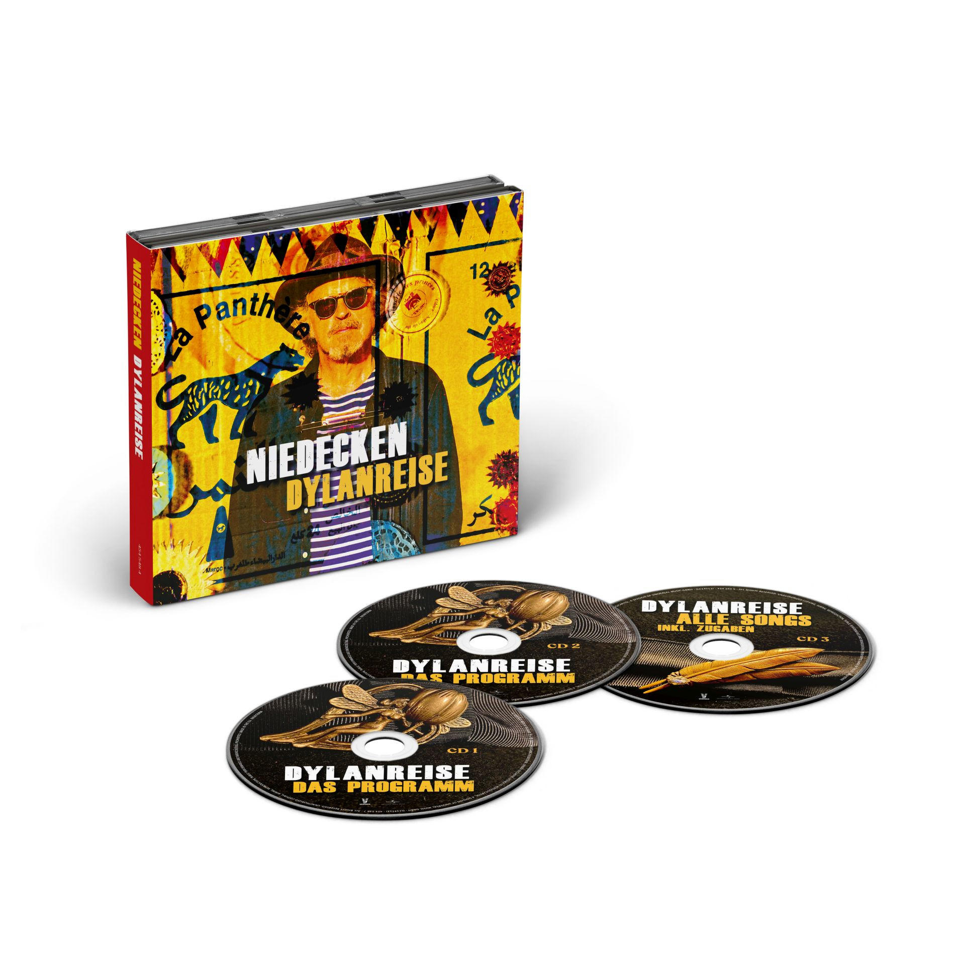 CDs und Box-Set: Niedeken Dylanreise, mit einem Mann mit Sonnenbrille auf dem Cover.
