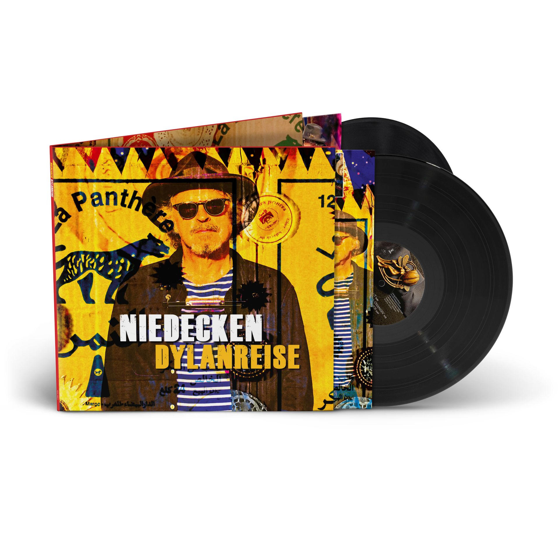 Vinyl-Schallplatten-Albumcover. Mann mit Sonnenbrille, 