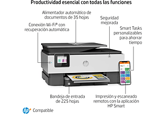 Impresora multifunción - HP OfficeJet Pro 8022e, WiFi, USB, Fax, color, 6 meses impresión Instant Ink con HP+