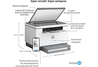 Impresora multifunción - HP Laserjet M234dwe, WiFi, Bluetooth, USB, 6 meses Instant Ink con HP+, doble cara