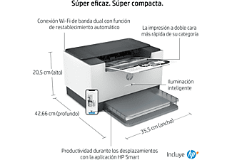 Impresora láser - HP Laserjet M209dwe, WiFi, USB, Ethernet, Bluetooth, 6 meses Instant Ink con HP+, doble cara+