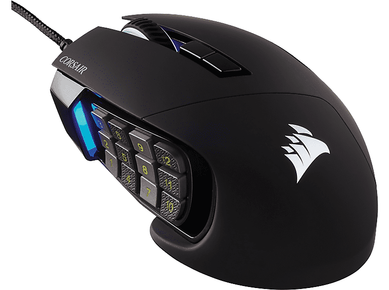 Ratón gaming - Corsair Scimitar RGB Elite, Por cable, 18000 ppp, Retroiluminado, Negro