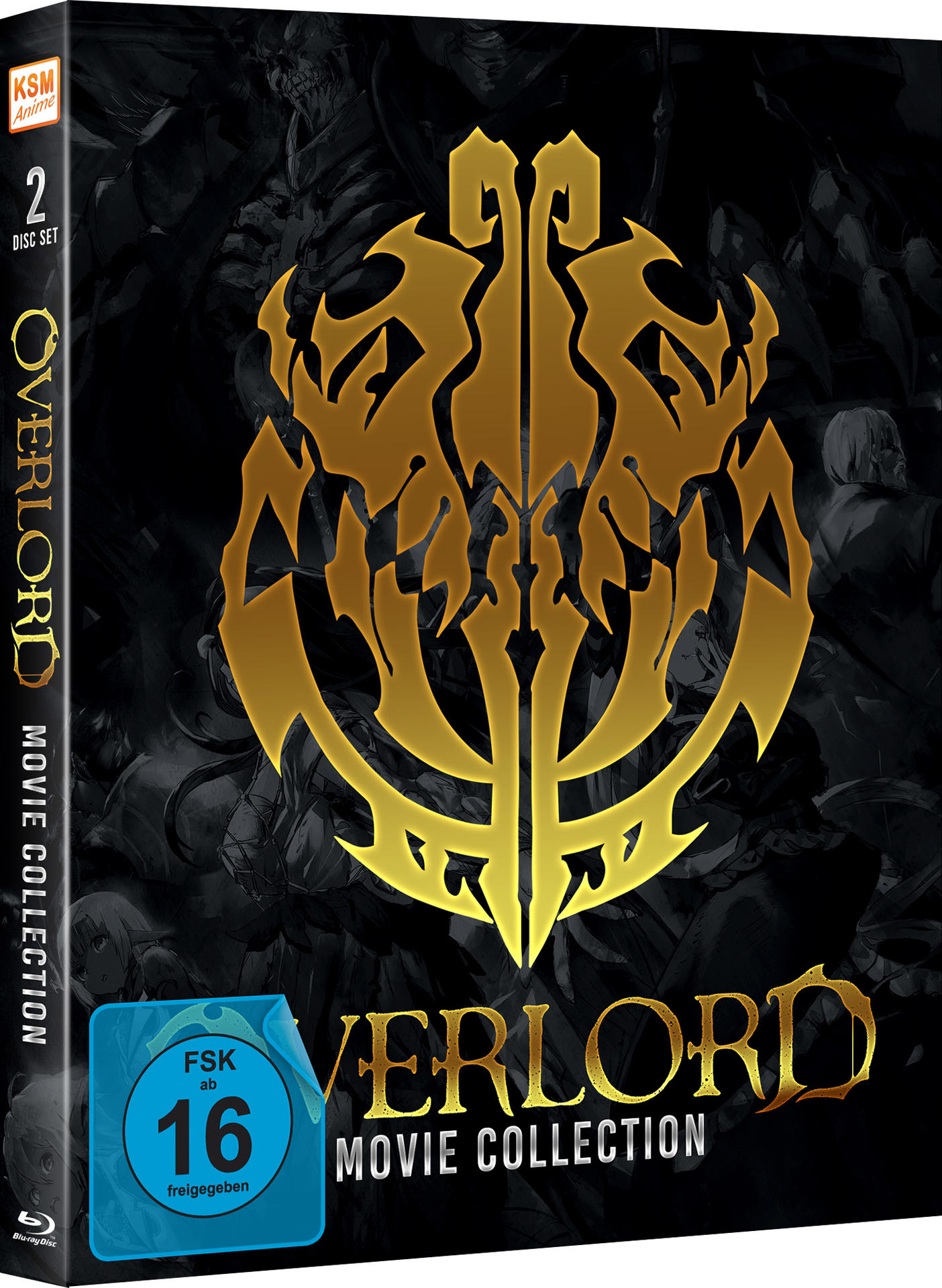 Overlord-Filmkollektion DVD-Box mit Titel und Logo, mit einigen Charakteren im Hintergrund.
