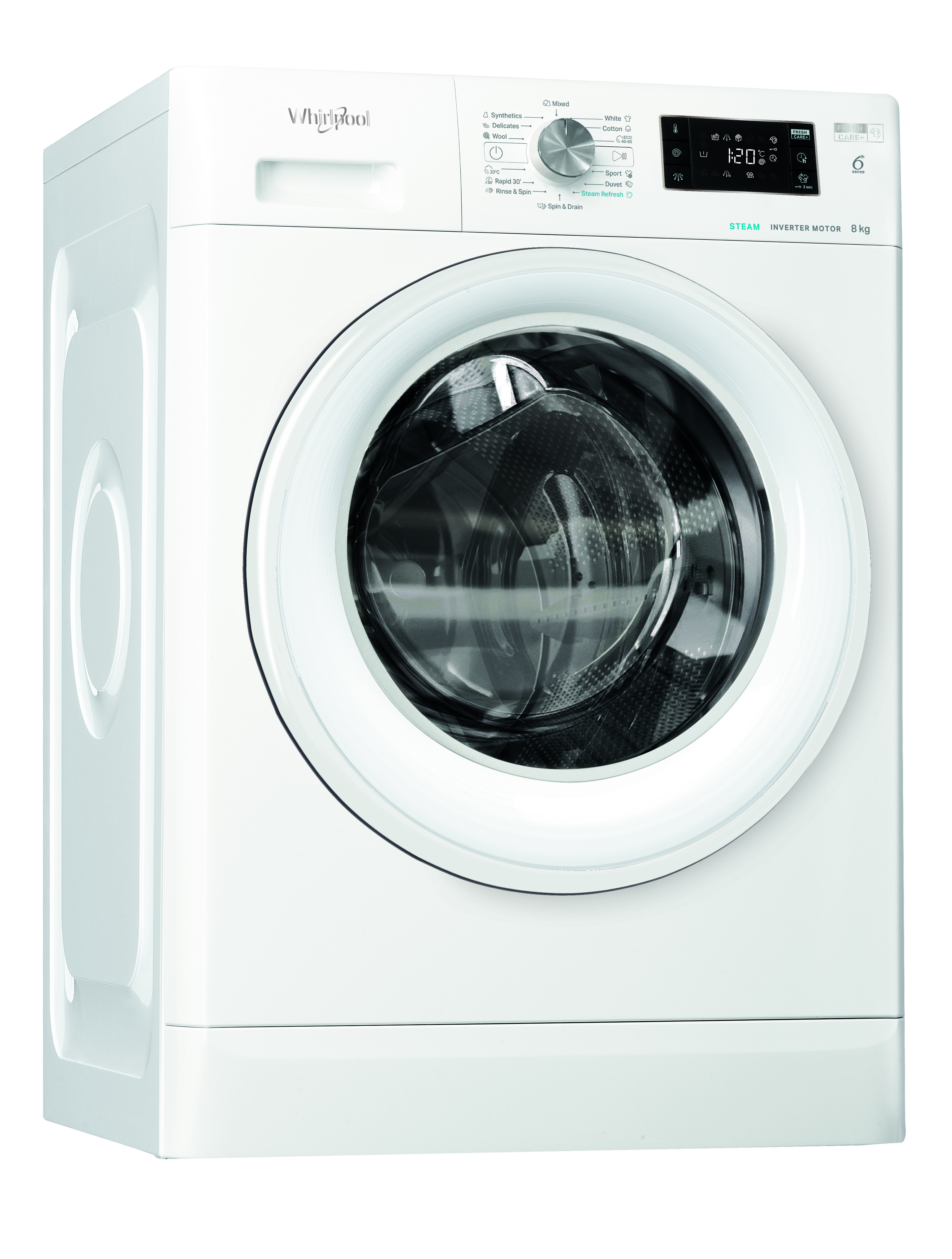 WHIRLPOOL FFB8258WVEE elöltöltős mosógép 8 kg, 1200 f/p, 6. érzék, inverter motor, FreshCare+, Clean+