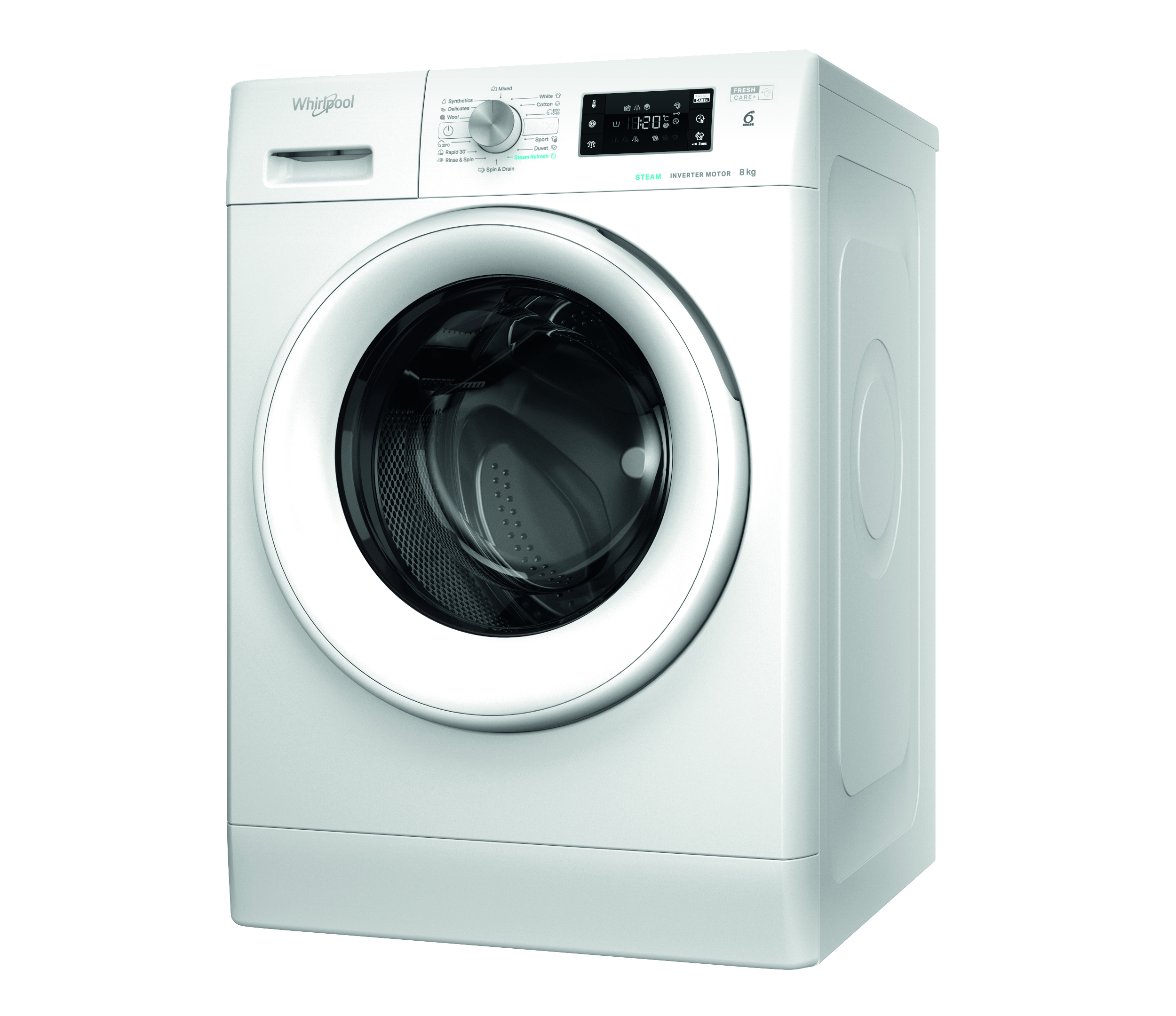 WHIRLPOOL FFB8258WVEE elöltöltős mosógép 8 kg, 1200 f/p, 6. érzék, inverter motor, FreshCare+, Clean+