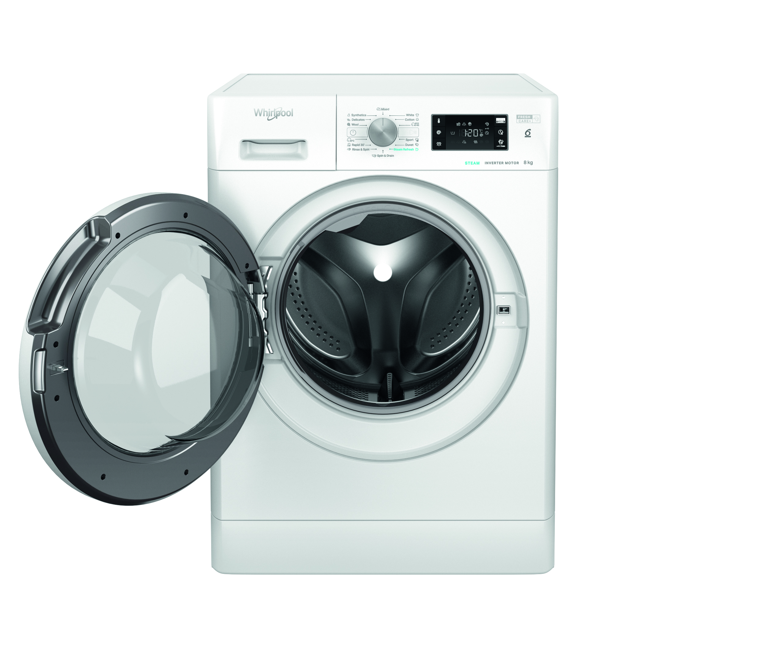 WHIRLPOOL FFB8258WVEE elöltöltős mosógép 8 kg, 1200 f/p, 6. érzék, inverter motor, FreshCare+, Clean+