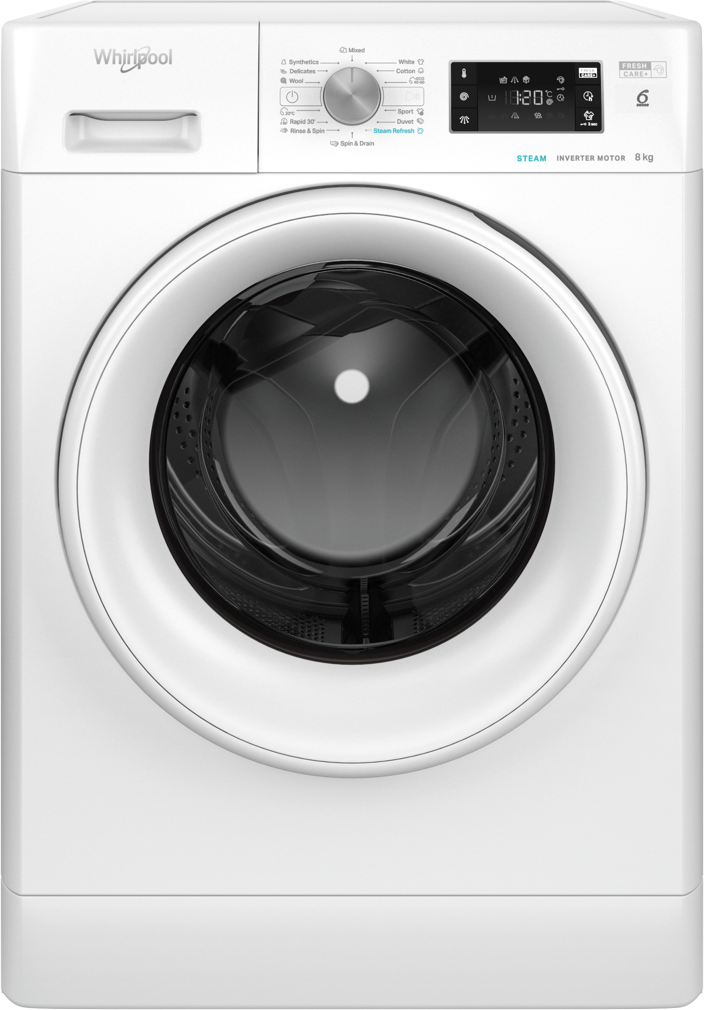 WHIRLPOOL FFB8258WVEE elöltöltős mosógép 8 kg, 1200 f/p, 6. érzék, inverter motor, FreshCare+, Clean+