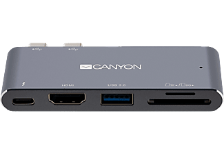 CANYON DS-05 Dual USB Type-C multiport dokkoló állomás Macbookhoz, 5 portos (CNS-TDS05DG)