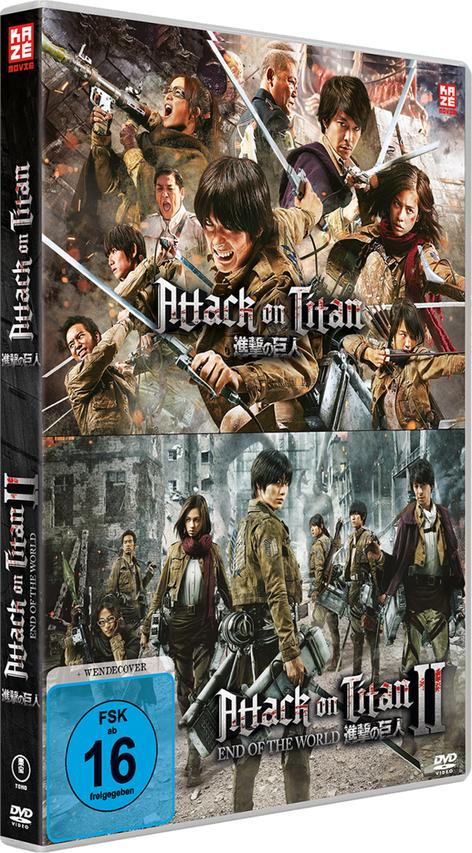 DVD-Hülle von 'Attack on Titan II', mit mehreren Charakterbildern.