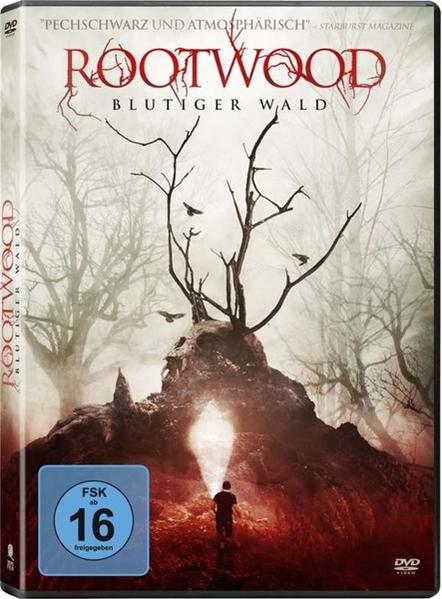 DVD-Cover. Dunkle Waldszene mit Person und Licht, mit Text und Vögeln.
