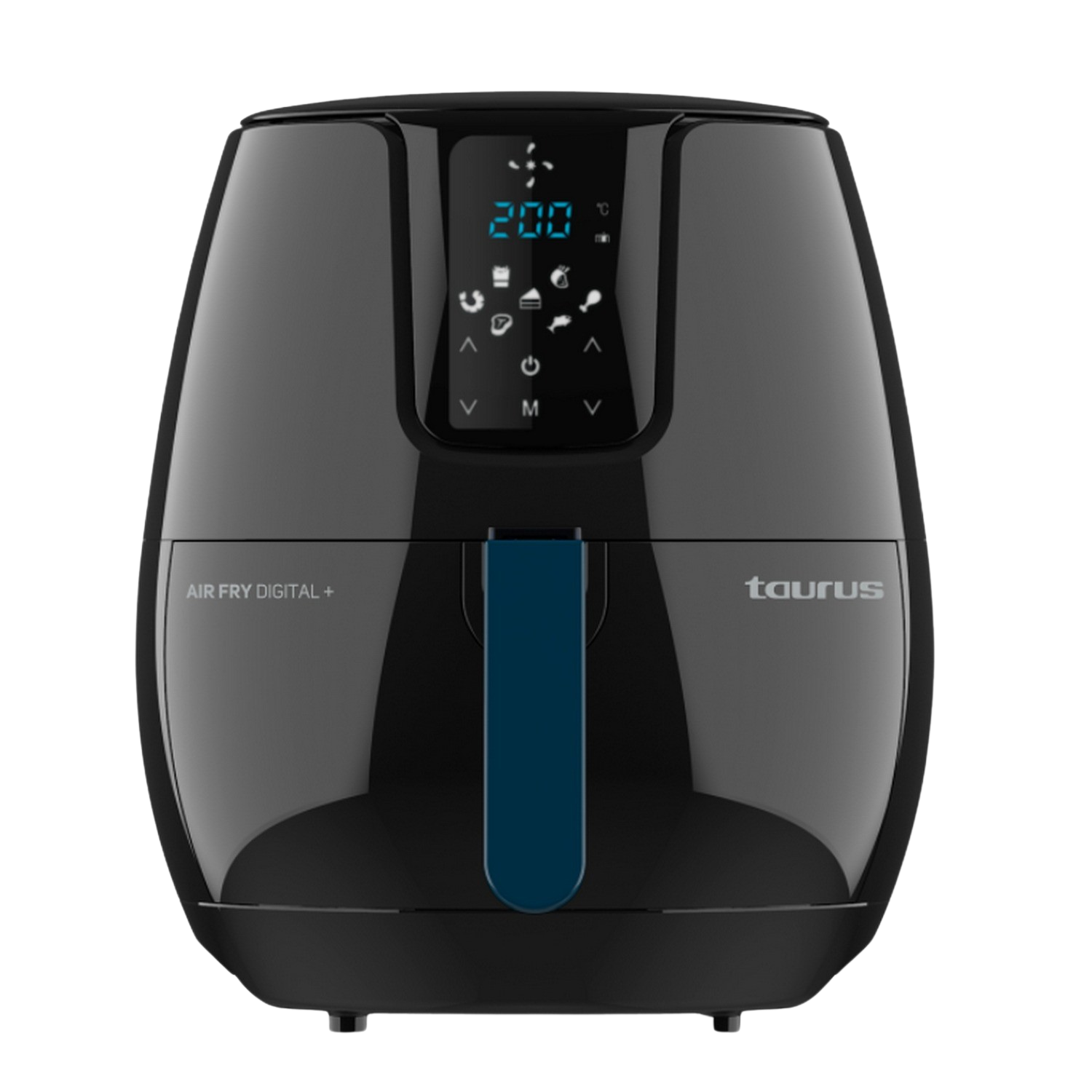 Freidora de aire - Taurus AF1500D Air Fry Digital +, 7 programas preestablecidos, 200ºC, temporizador, digital, piezas desmontables, negro