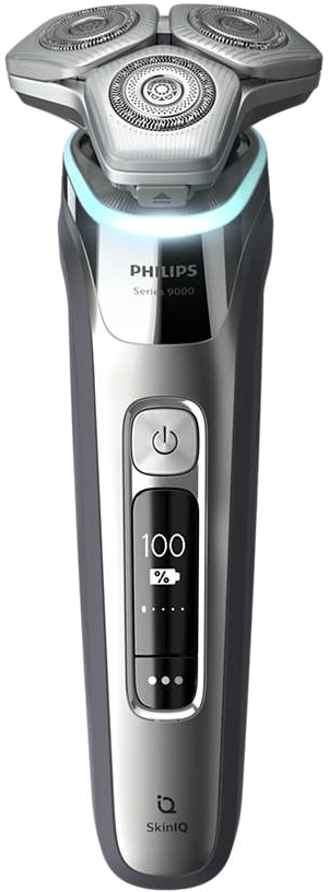 PHILIPS S9985/35 Elektrischer Nass- und Trockenrasierer Series 9000, chrome silver Rasierer (Batteriebetrieb, Silber, verchromt, Dual SteelPrecision Klingen)