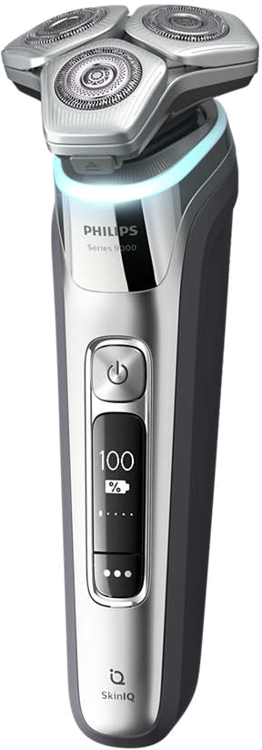 PHILIPS S9985/35 Elektrischer Nass- und Trockenrasierer Series 9000, chrome silver Rasierer (Batteriebetrieb, Silber, verchromt, Dual SteelPrecision Klingen)