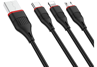 BOROFONE 3 az 1 ben töltőkábel (USB Type-C, MicroUSB, Lightning csatlakozó) (BX17)
