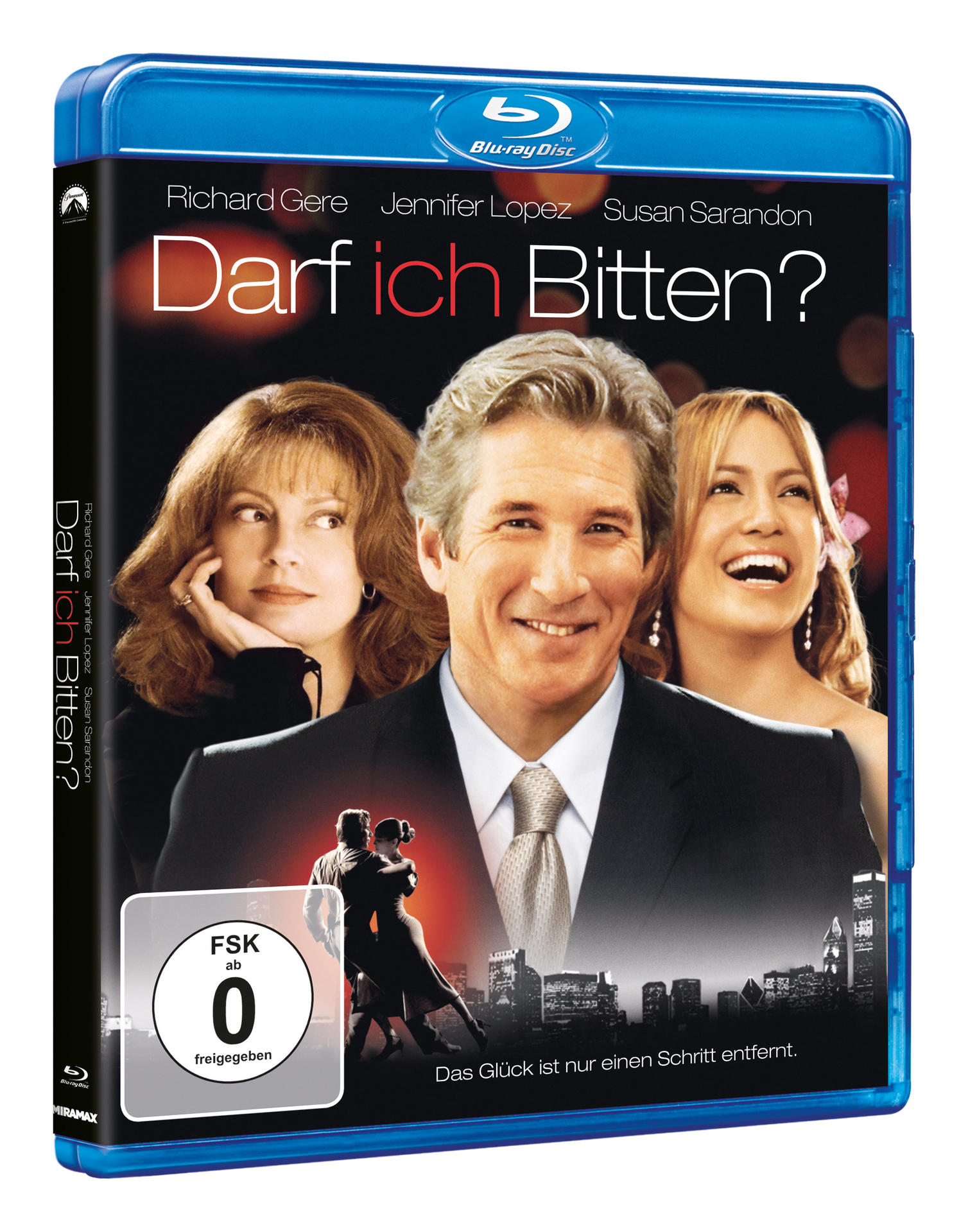 Eine Blu-ray-Disc von 'Darf ich bitten?'. Das Cover zeigt Richard Gere, Jennifer Lopez und Susan Sarandon.