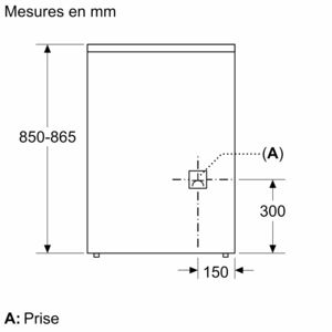 Diagram of a freezer with dimension markings.