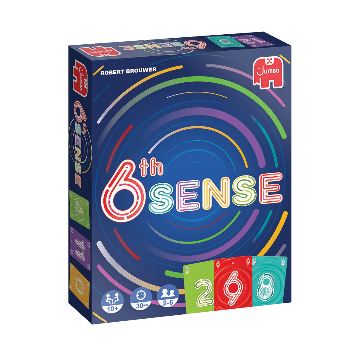 Eine 6th Sense-Spielbox mit farbenfrohen Grafiken.
