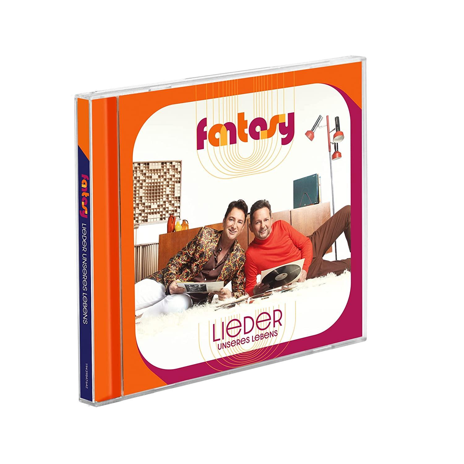 CD-Hülle mit Cover mit zwei Männern. Text auf Deutsch. Orange und lila Farben.