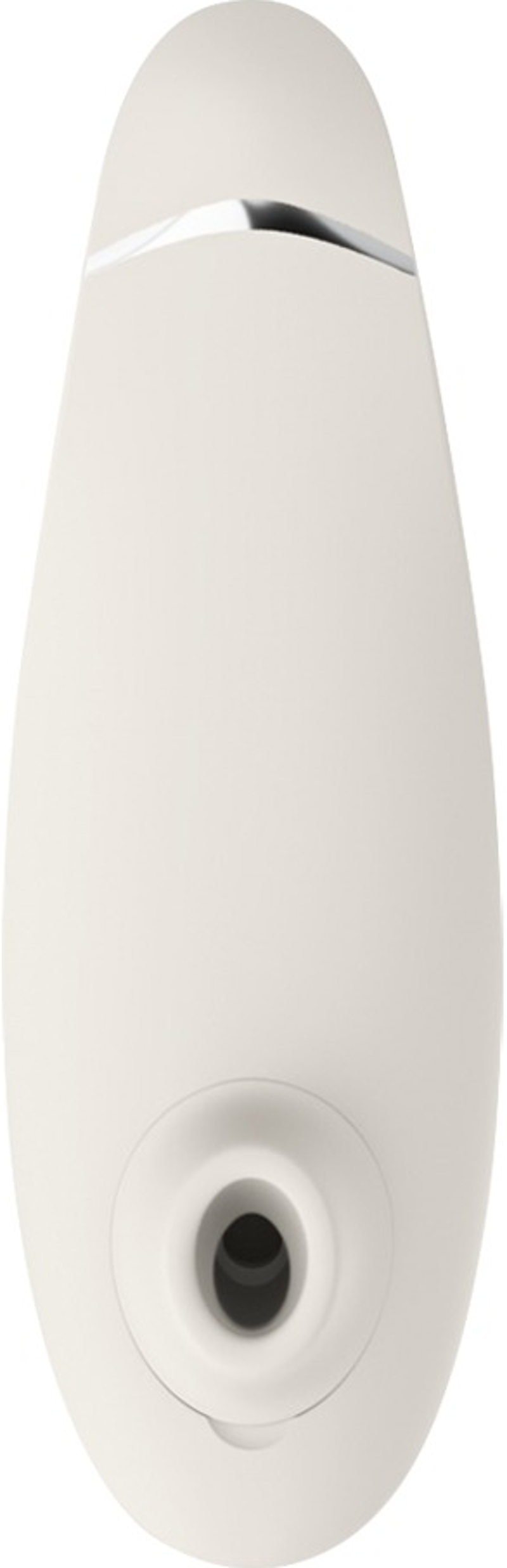 Un appareil blanc, de forme oblongue, avec un petit trou en bas et une surface lisse.