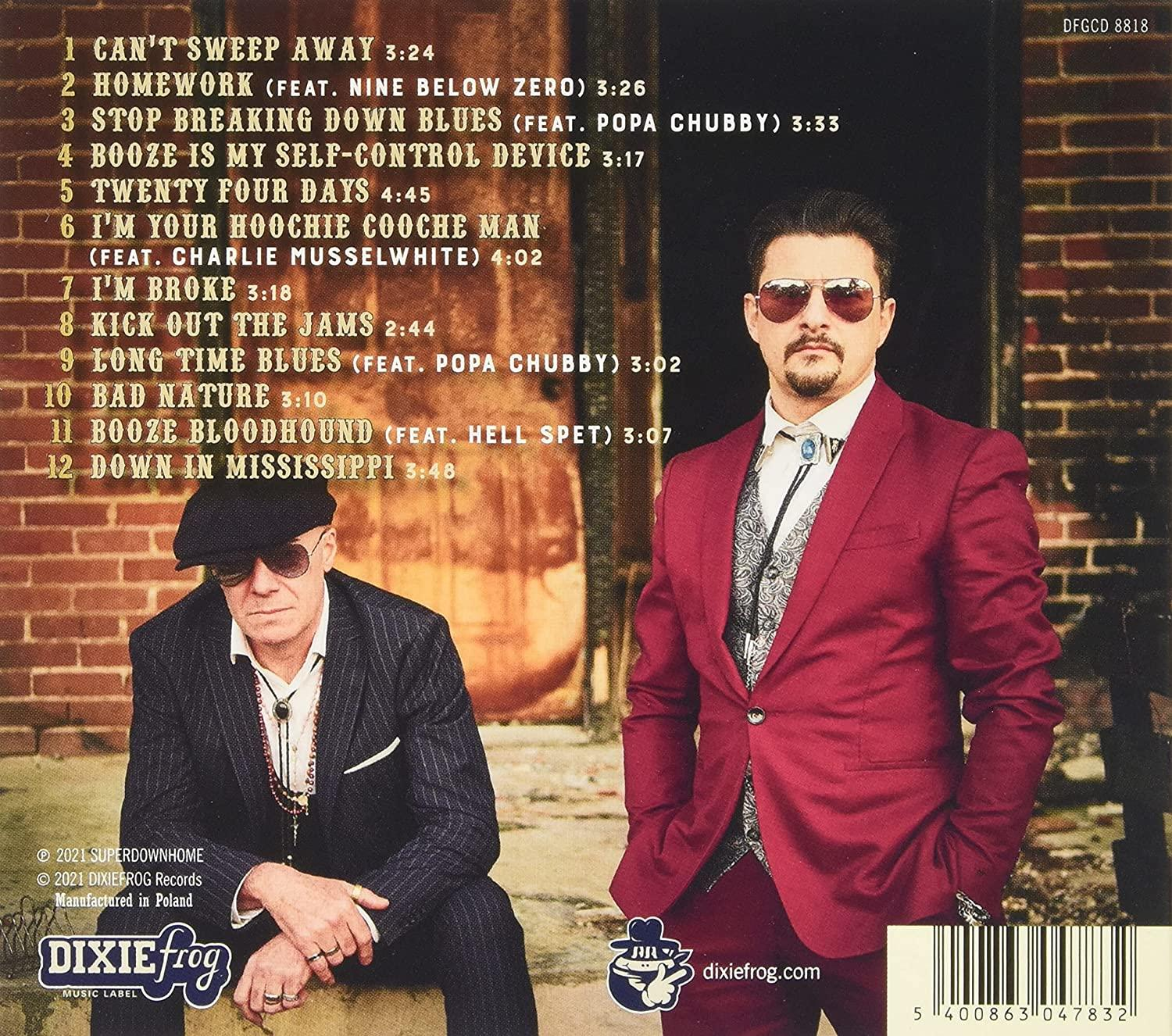 Albumcover mit zwei Männern in Anzügen. Trackliste und DixieFrog Music Label sichtbar.