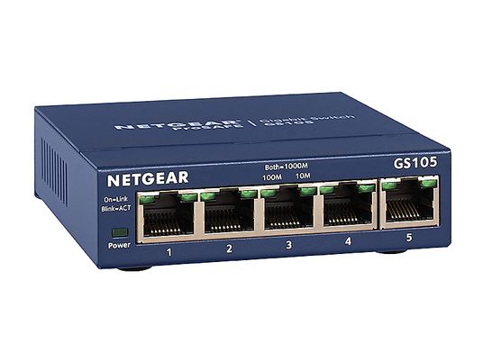 NETGEAR GS105GE 5-PORT GIGABIT SWITCH - Desktop-Switch (Blau)