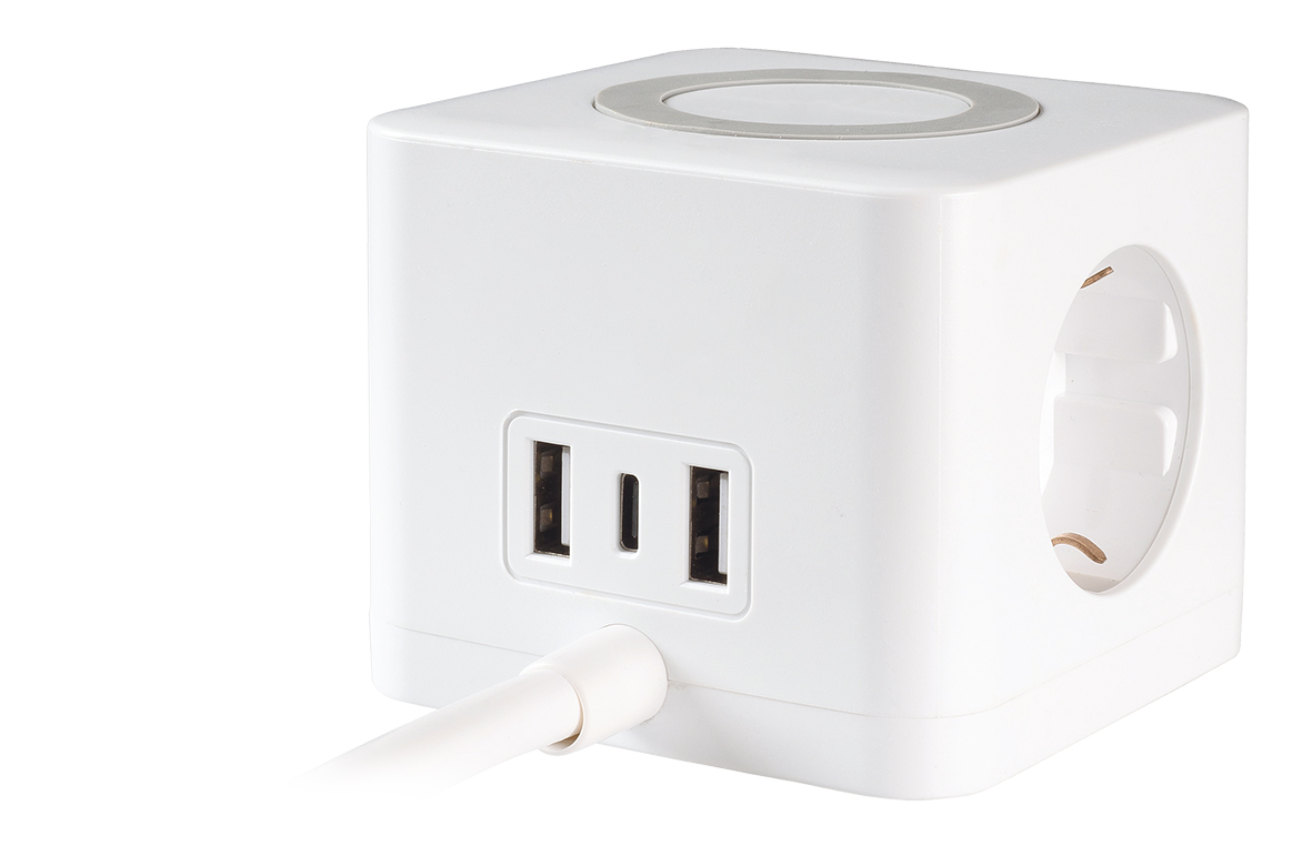 Swiftctrl 7-in-1 Magnetische Steckdose - 3 Schuko + 4 USB Mit Kindersicherung