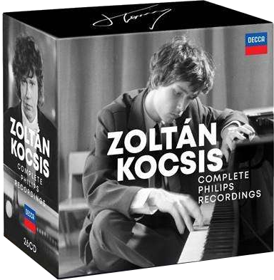 Couverture du coffret avec Zoltan Kocsis. Texte : Zoltan Kocsis, Complete Philips Recordings, 26 CD.