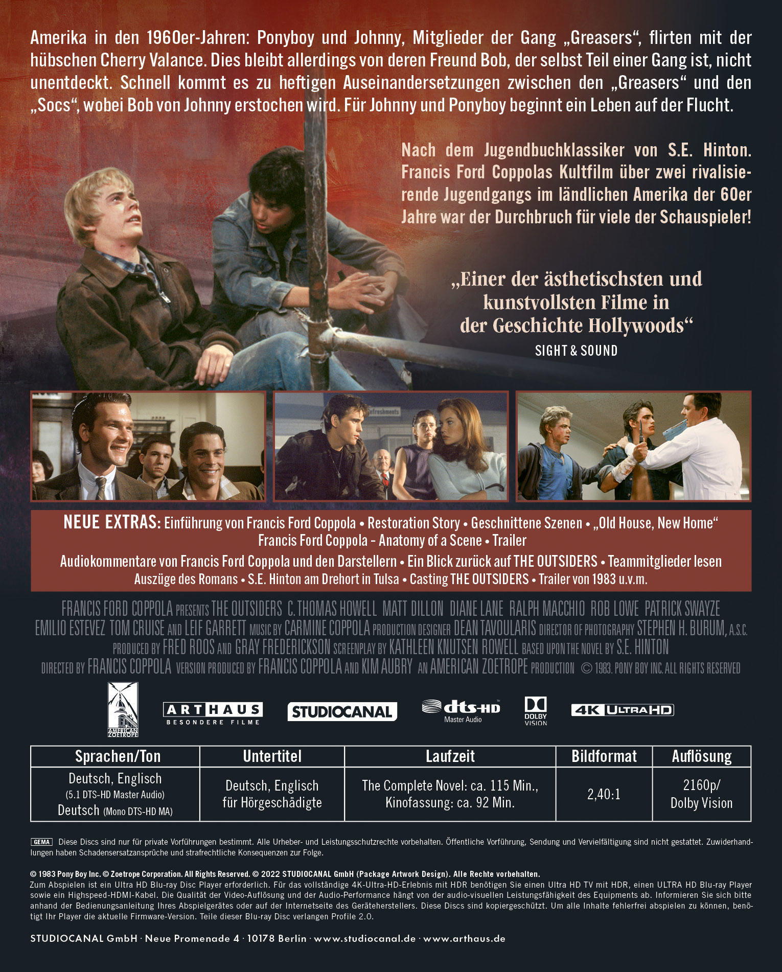 Filmposter mit Text auf Deutsch. Bilder von Filmszenen. Weißer Hintergrund.