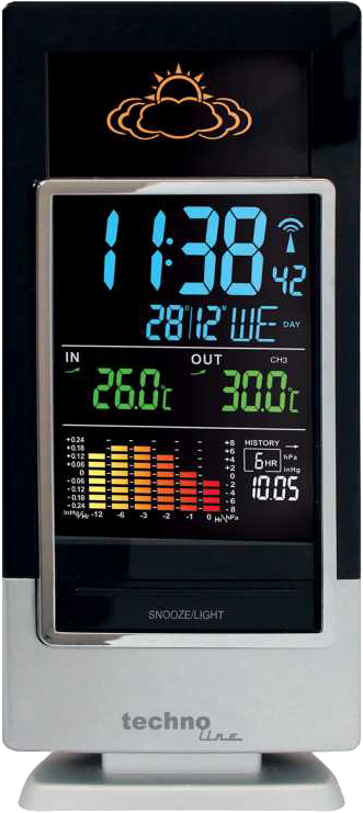 TECHNOLINE Időjárás állomás, színes kijelzővel,fekete-ezüst (WS6502)