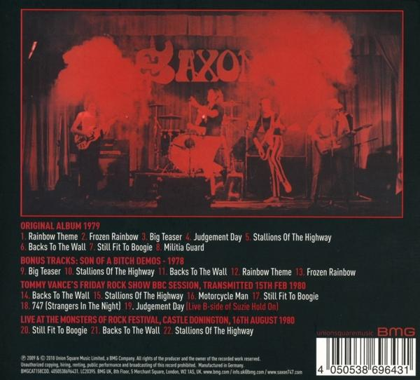 Album borító: zenekar a színpadon, füst effekt, szöveg. Original Album 1979, Bónusz számok.