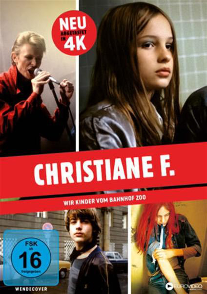 DVD-Cover: Christiane F., eine junge Frau und ein Mann, mit Szenen aus einem Film.