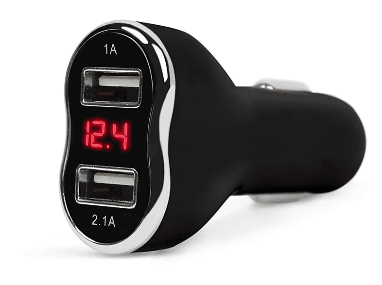 MNC 55054BK 2XUSB szivargyújtó adapter feszültségmérővel fekete