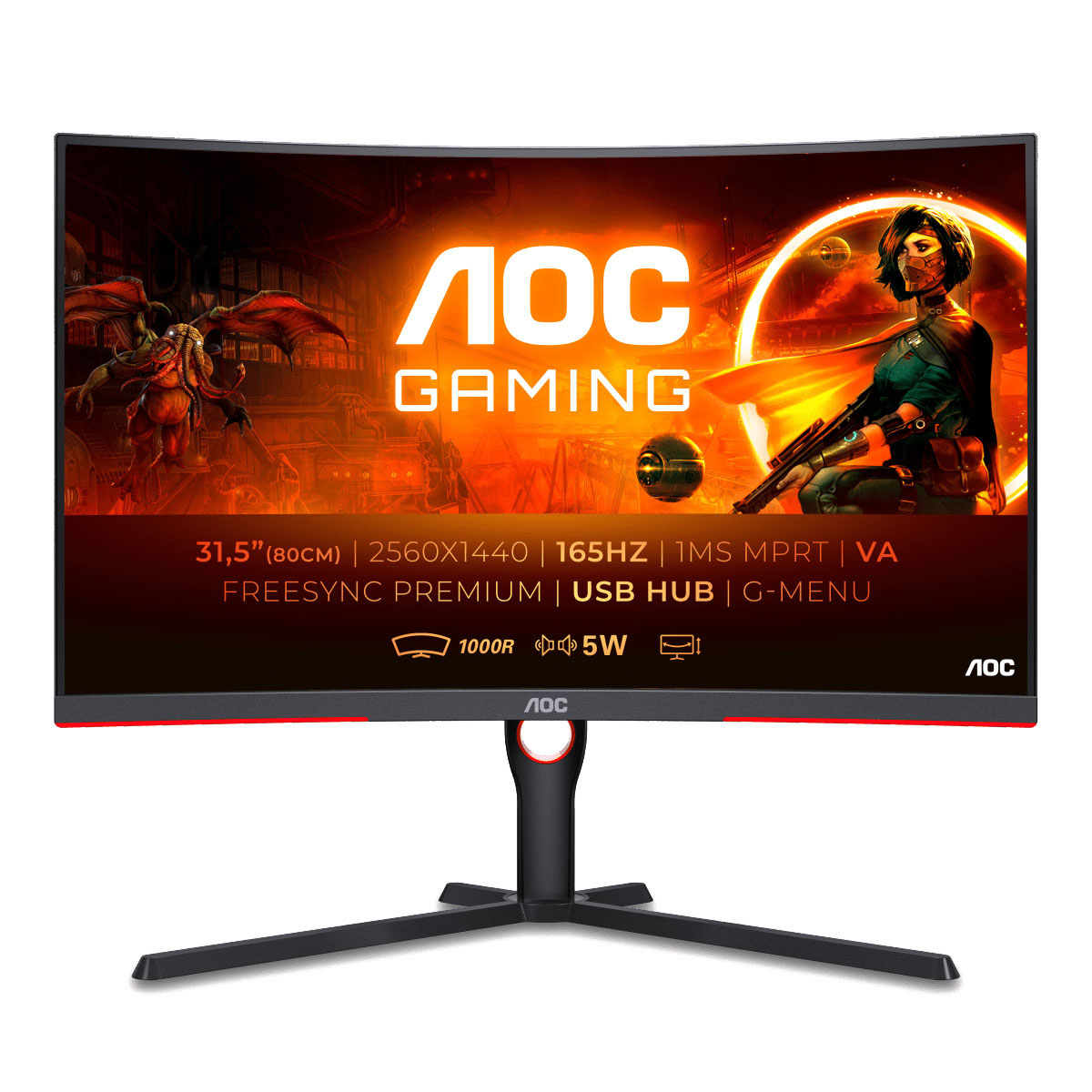 AOC CQ32G3SU 31,5 Zoll  QHD  Gaming Monitor  1 ms Reaktionszeit  
