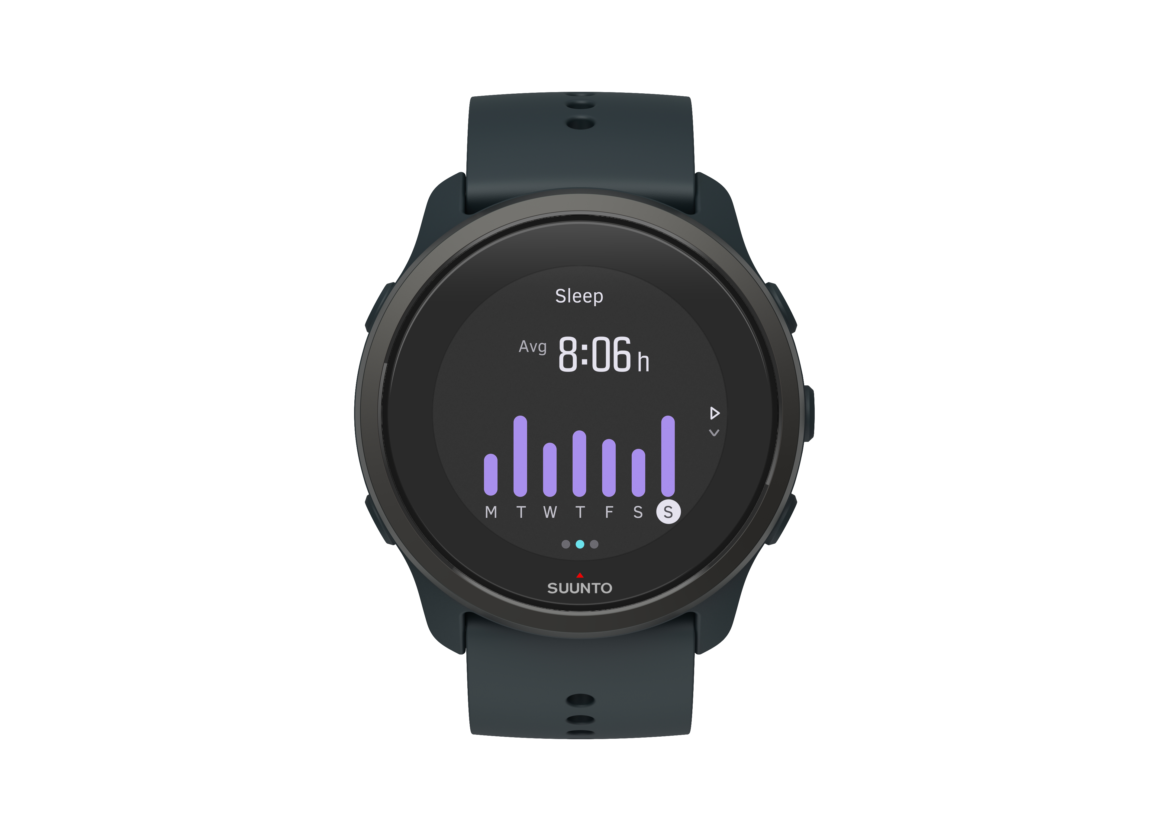 Eine dunkelgraue Smartwatch, die Schlafinformationen anzeigt.