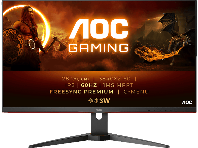 AOC U28G2AE 28 Zoll UHD 4K Gaming Monitor (1 ms Reaktionszeit, 60 Hz