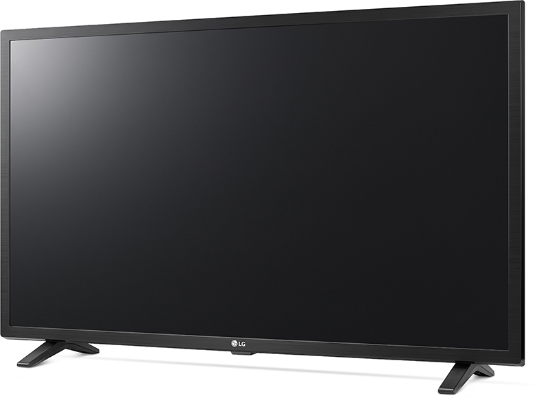 Egy fekete TV fekete állvánnyal. A képernyő üres.