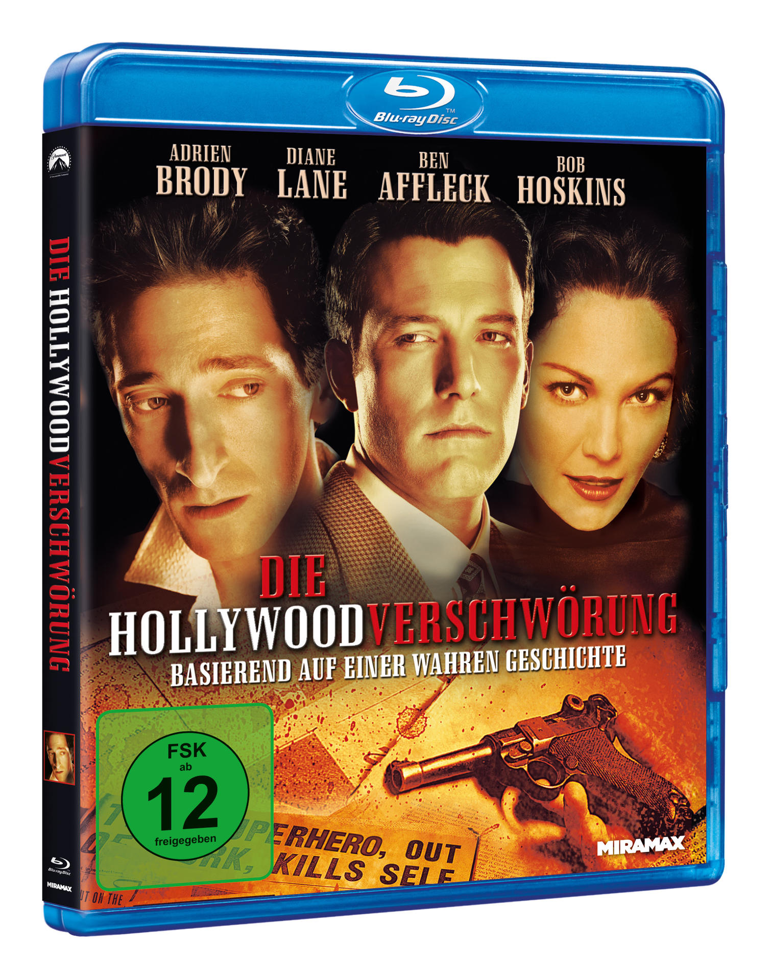 Filmcover mit Adrien Brody, Diane Lane und Ben Affleck, mit einer Waffengrafik.