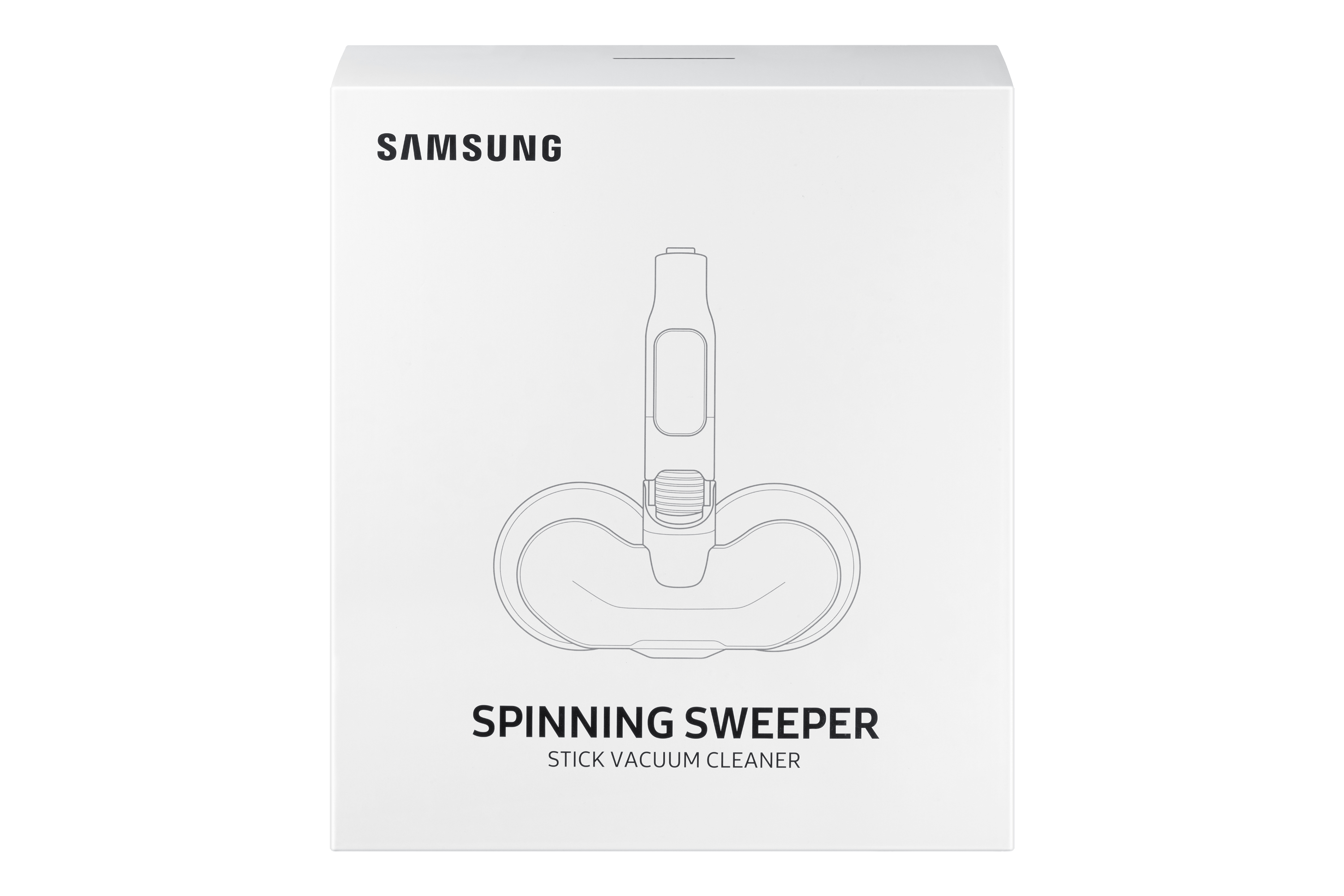 Weißer Samsung-Karton mit einer Abbildung eines Staubsaugerkopfes auf der Vorderseite.
