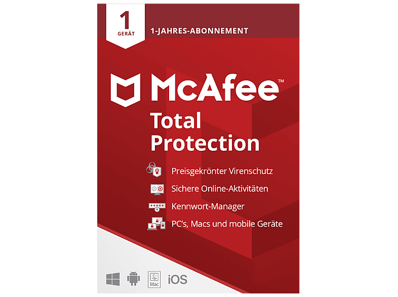 McAfee Total Protection 1 Device, 1 Jahr, Code in a Box (PC, iOS, Mac ...