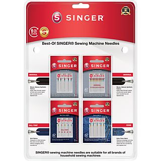 Recambio agujas - Singer A4/A5 Needle Pack, 25 unidades, Universal, Denim, Ball Point, Multicolor