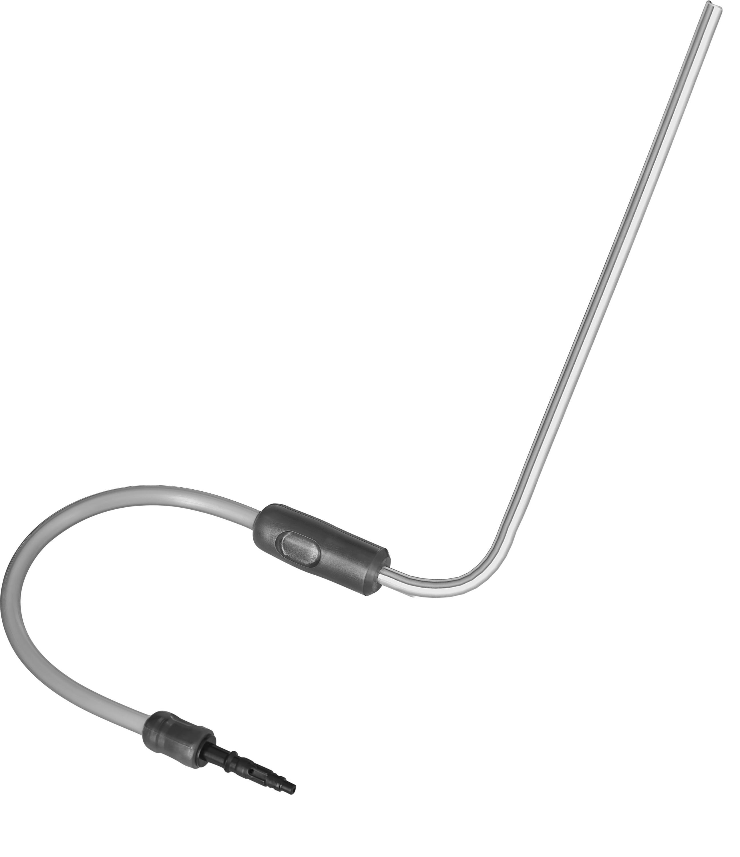 Ein graues und silbernes Headset-Mikrofon.