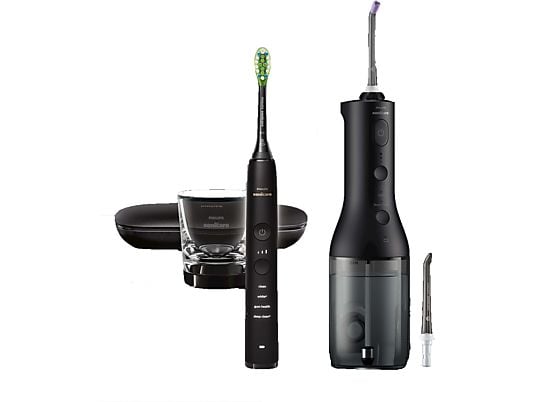 PHILIPS HX3866/43 Sonicare Diamond Clean 9000 Elektrische Tandenborstel + Power Flosser 3000 Monddouche Zwart