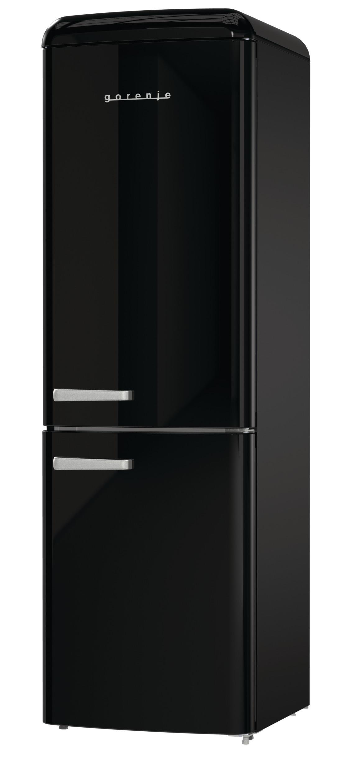 GORENJE ONRK619DBK Gorenje Retro Collection Kühlgefrierkombination (D, 300 l, 1940 mm hoch, Tiefschwarz)