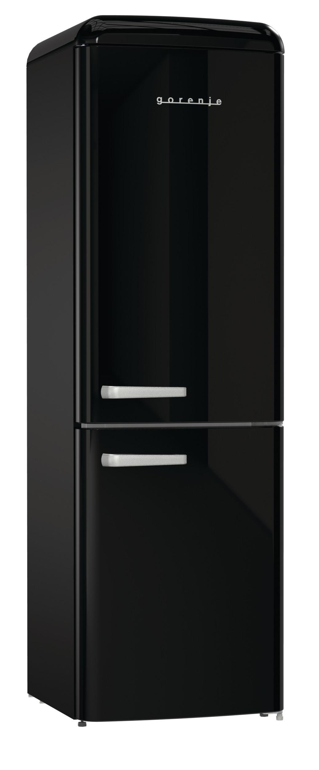 GORENJE ONRK619DBK Gorenje Retro Collection Kühlgefrierkombination (D, 300 l, 1940 mm hoch, Tiefschwarz)