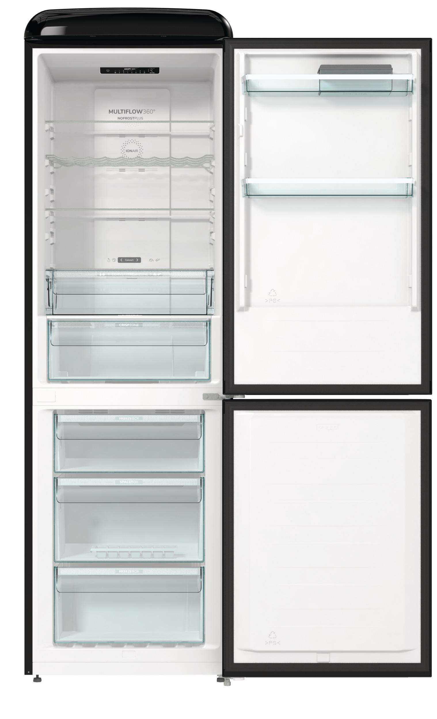 GORENJE ONRK619DBK Gorenje Retro Collection Kühlgefrierkombination (D, 300 l, 1940 mm hoch, Tiefschwarz)