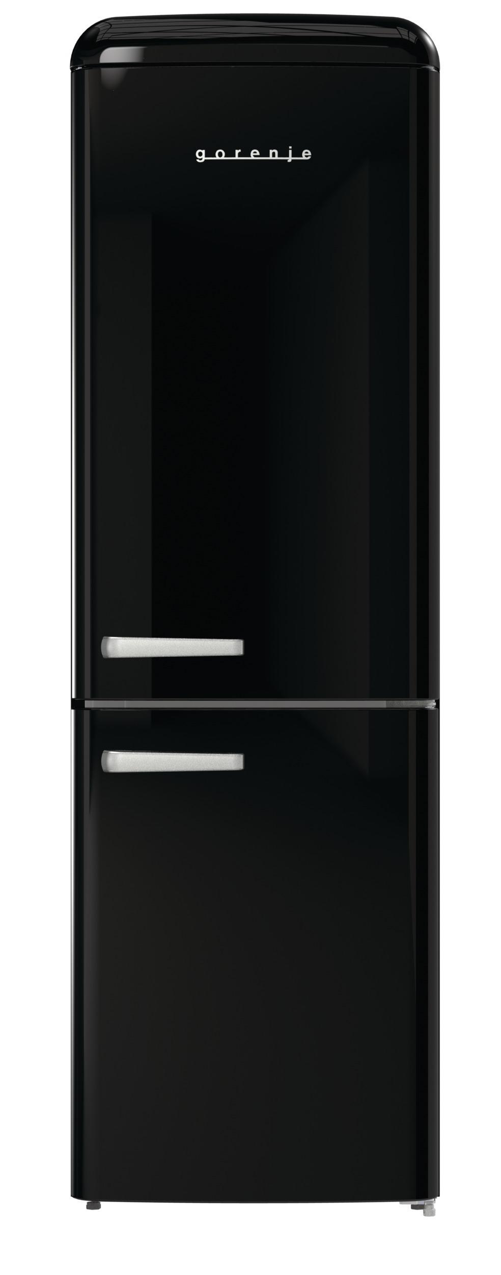 GORENJE ONRK619DBK Gorenje Retro Collection Kühlgefrierkombination (D, 300 l, 1940 mm hoch, Tiefschwarz)