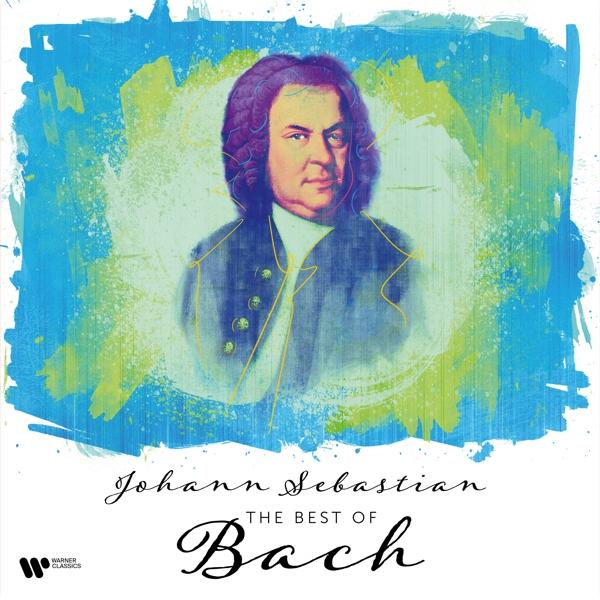 A 'The Best of Bach' album borítója, Johann Sebastian Bach portréjával és kék háttérrel.